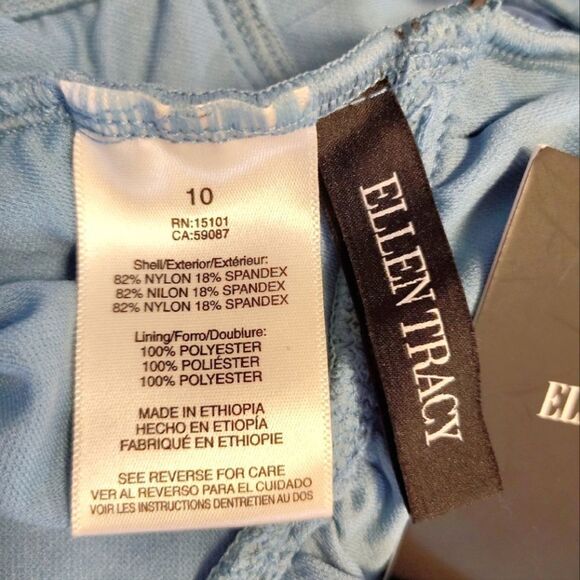 Ellen Tracy Laid Back Blue Ruffled Slimming One Piece Swimsuit Size 10 NWT - Picture 8 of 10